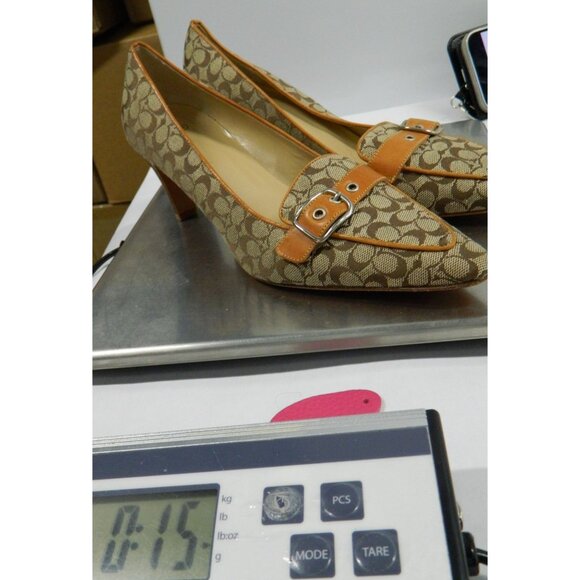 Coach Jayne 7.5 B Signature Canvas & Leather Heels In Tan/Brown Y2k Pumps  Shoes - Picture 15 of 15